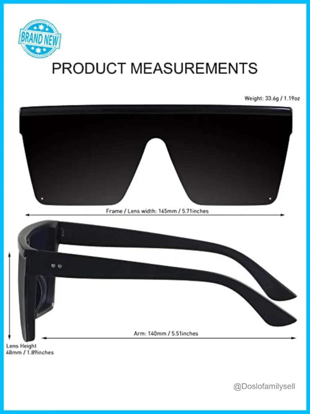 Oversized Flat Top Shield Sunglasses UV400 Protection Rimless Square Shades